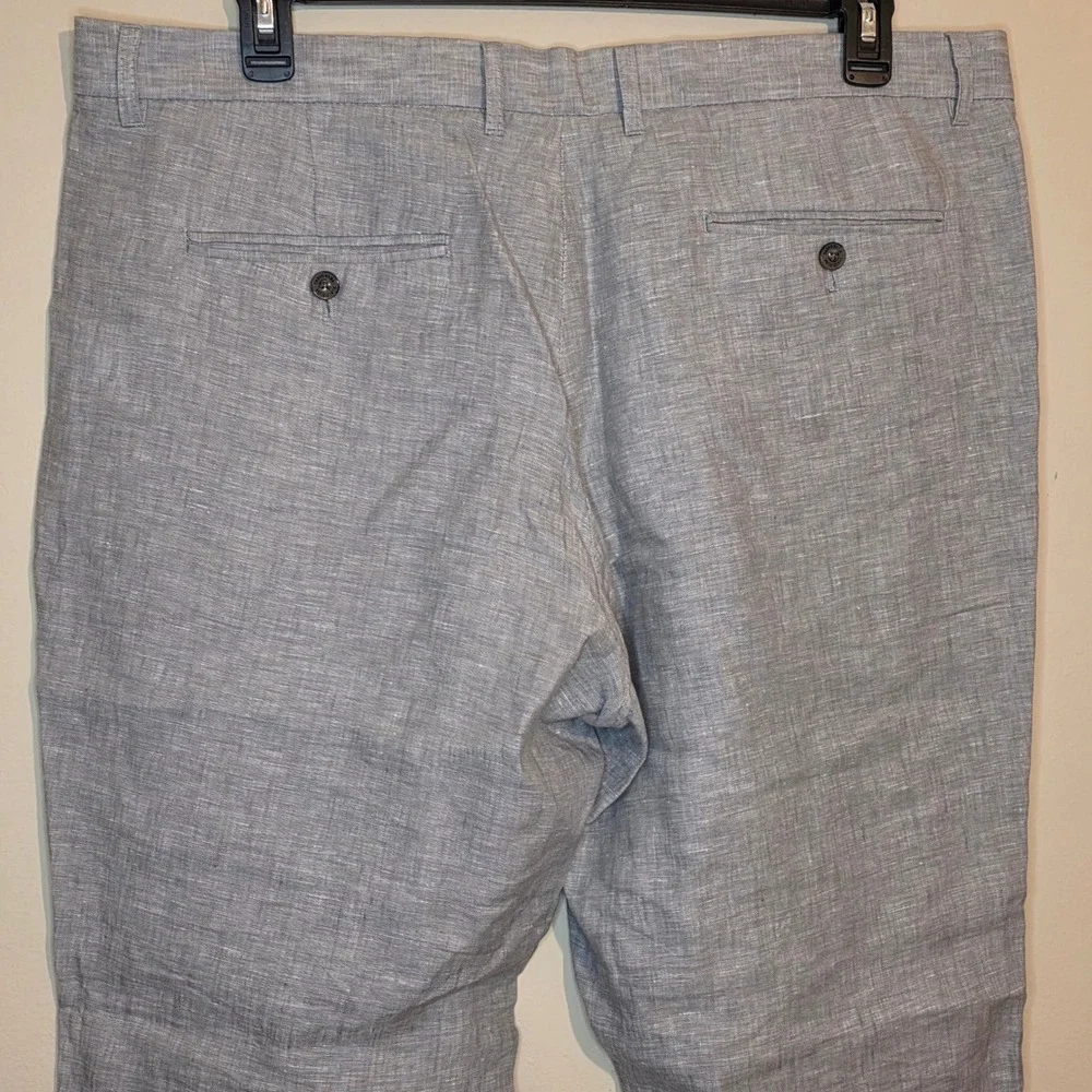 Club Room Men's Gray 100% Linen Pants 40W 30L Pleated Flat Front Dress Casual - Picture 5 of 11
